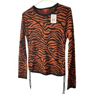 NWT Guess Sami Animal Print Rush Sides Rayon Sweater Size Small